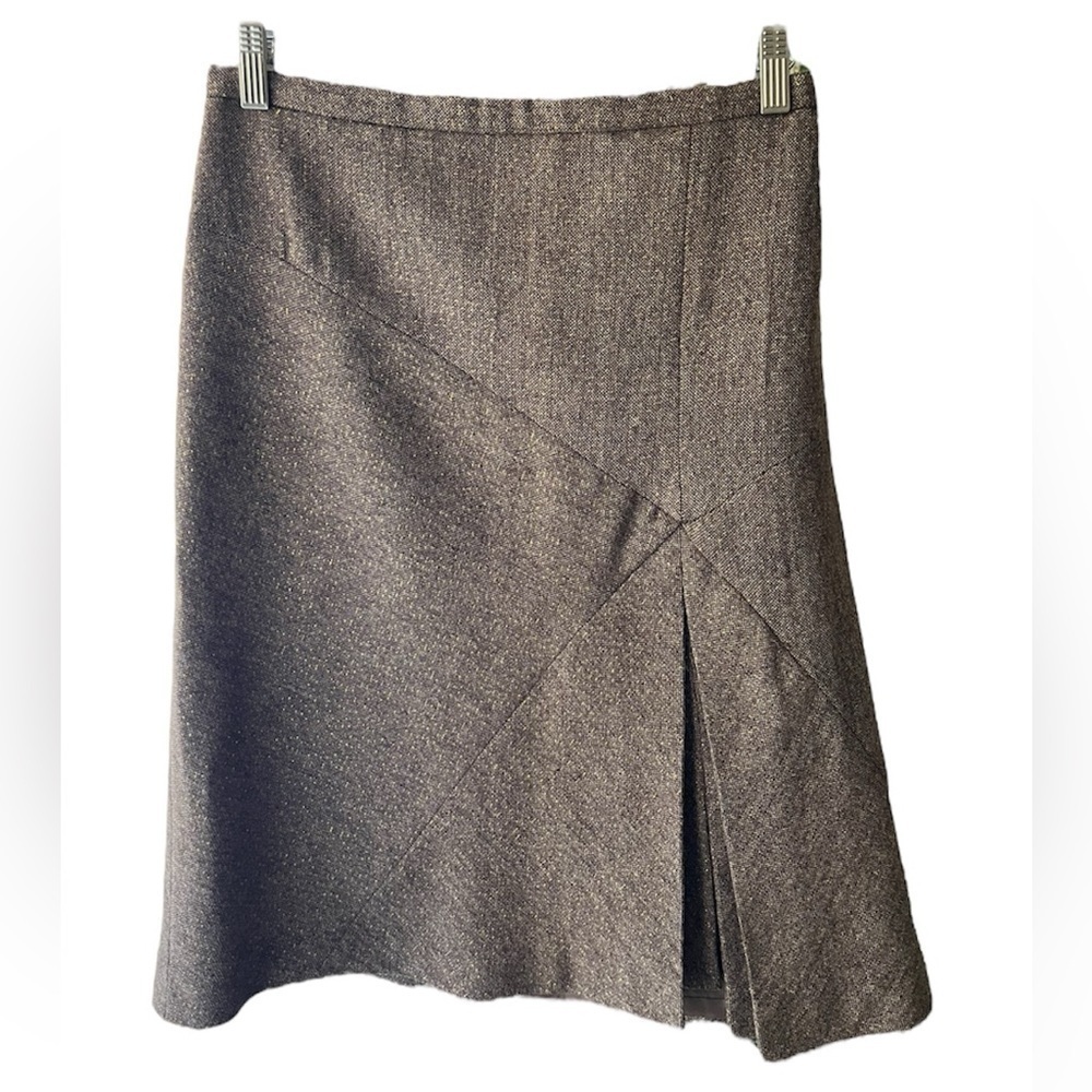 Vintage David N. Wool‎ Midi Skirt with Metallic Threads and Layered Split